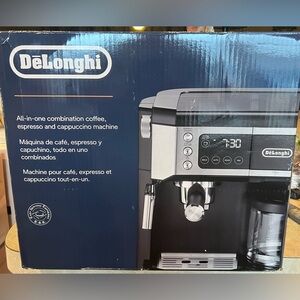 DeLonghi Silver and Black All-in-One Coffee Machine